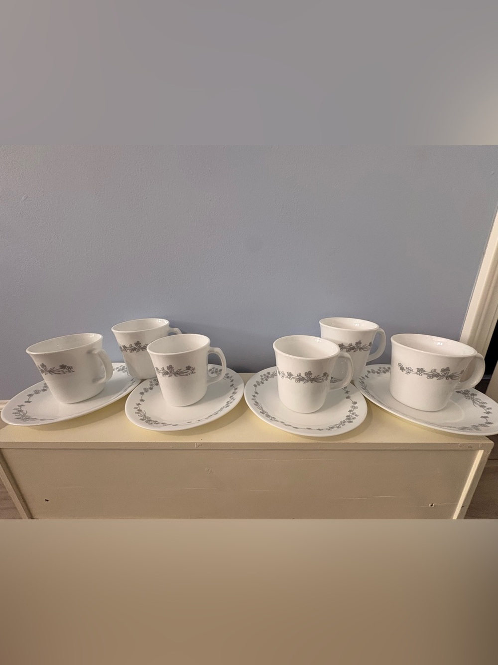 VINTAGE CORELLE CORNING "RIBBON BOUQUET" CUP & SAUCER SET